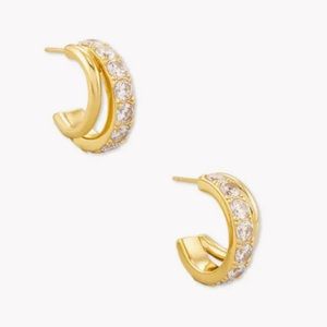 Kendra Scott Livy gold double hoop earrings.